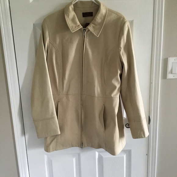 Cream Leather Jacket - Picture 1 of 3
